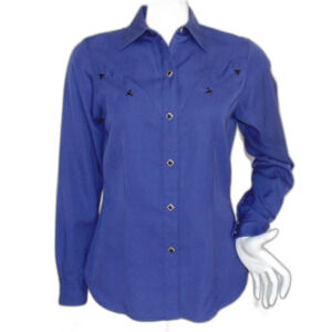 ROPER Western Shirt, S, Blue, Diamond Snaps, Faux Pockets, Long sleeves